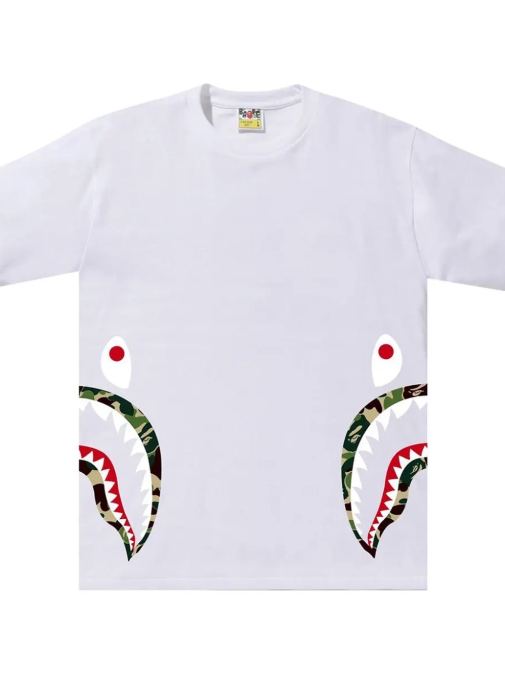 A Bathing Ape (BAPE) Men’s ABC Camo Side Shark Tee White Size L 100% Cotton
